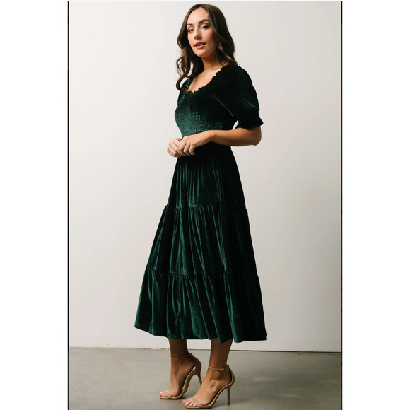 Baltic Born | Dresses | Baltic Born Vivaldi Smocked Velvet Tiered Midi ...